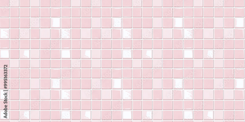 a seamless pattern of perfectly square, glossy baby pink tiles with white grout a seamless pattern of perfectly square, glossy baby pink tiles with white grout