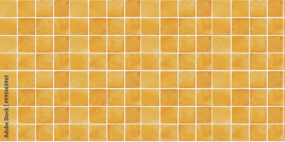 a seamless pattern of perfectly square, semi-matte amber tiles with white grout a seamless pattern of perfectly square, semi-matte amber tiles with white grout