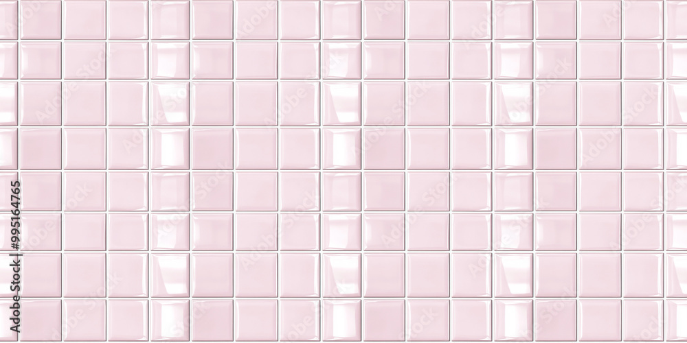 a seamless pattern of perfectly square, glossy pink tiles with white grout in a clean, modern aesthetic a seamless pattern of perfectly square, glossy pink tiles with white grout in a clean, modern aesthetic