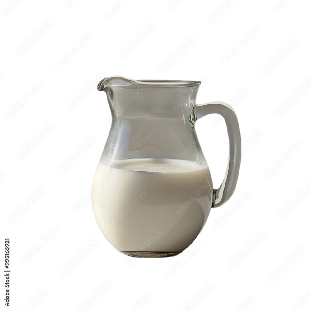 Jug of milk isolated on white and transparent background. PNG cutout.