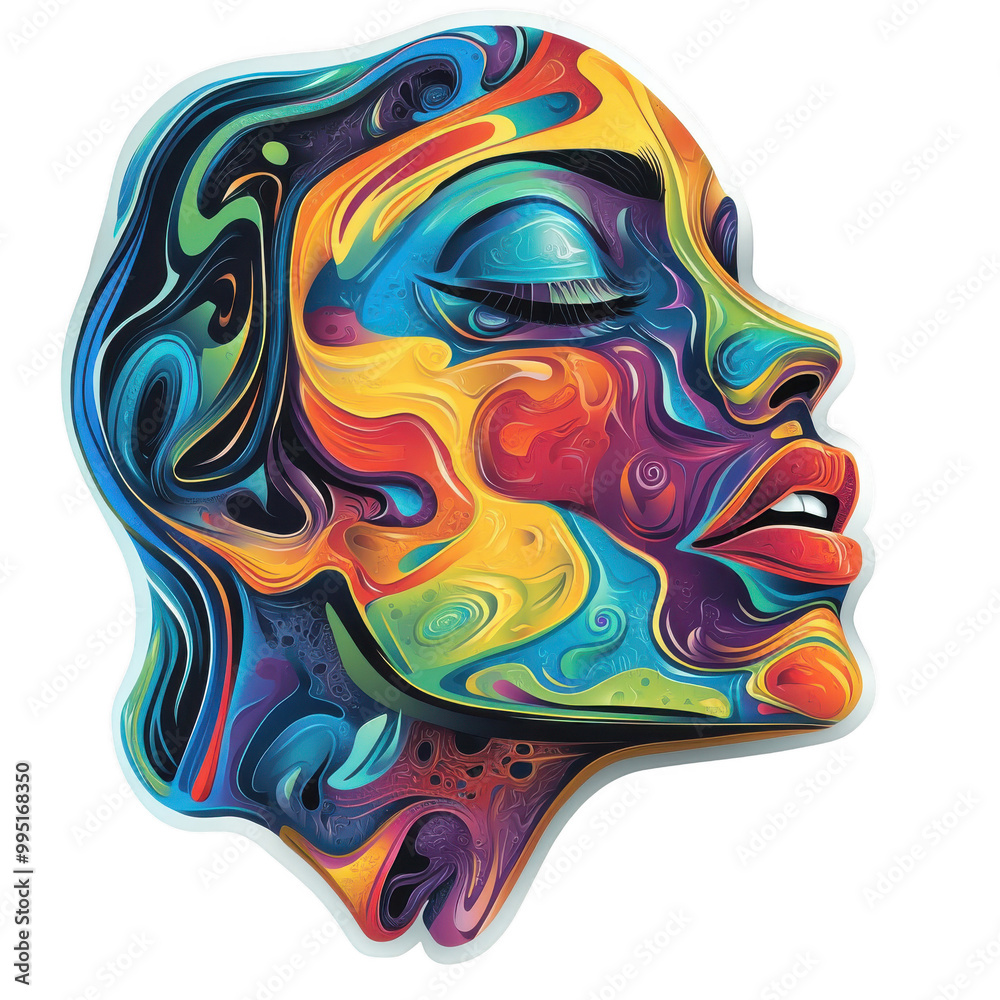 Fototapeta premium Colorful abstract face profile art.