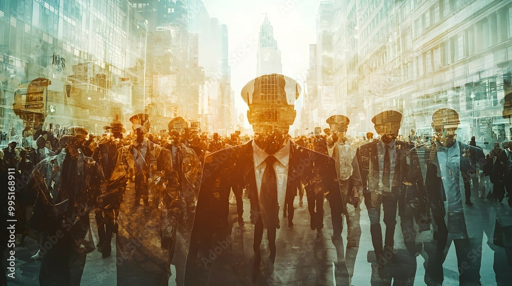 Cityscape Silhouettes Business People Walking
