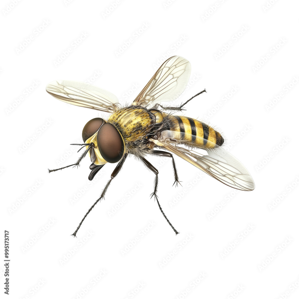 Yellow and Black Hoverfly with Transparent Wings Yellow and Black Hoverfly with Transparent Wings