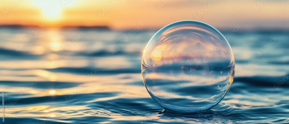 A close-up of a soap bubble floating on water, shimmering in the warm glow of a sunset, creating a serene and reflective atmosphere. A close-up of a soap bubble floating on water, shimmering in the warm glow of a sunset, creating a serene and reflective atmosphere.