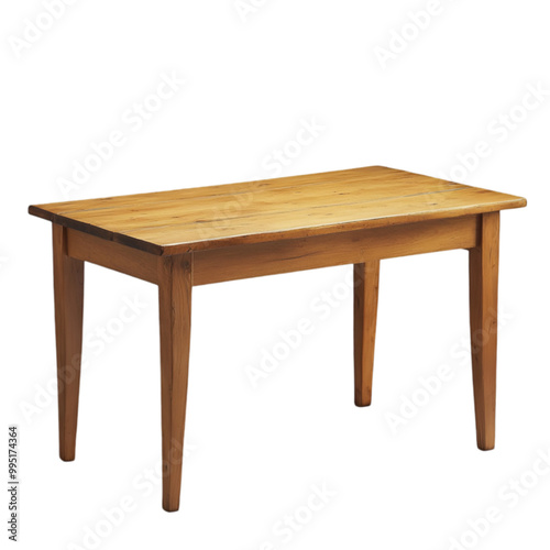 A small wooden table with PNG cutout isolated on white and transparent background.