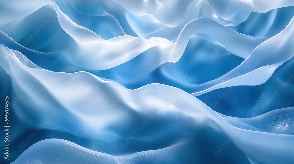 Fototapeta premium Abstract Blue Waves or Ice Formations with Flowing Patterns