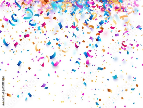 Confetti Banner. Colourful Carnival Celebration Border for Birthday Party