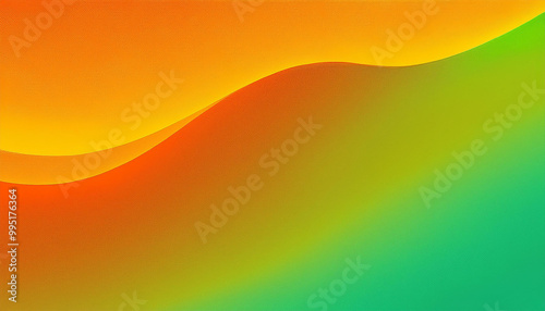 Abstract Orange Green Gradient Background with Wavy Lines