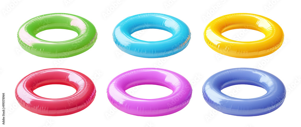 Set of colorful swimming rings, isolated on transparent cutout background Set of colorful swimming rings, isolated on transparent cutout background