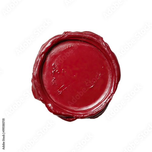 Red wax seal, isolated on transparent cutout background