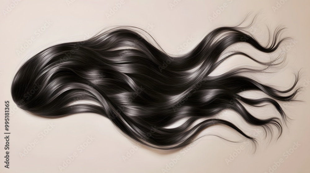 Wavy long hair with subtle ombre effect, hyper real, high quality, sharp images, graphic, illustration Wavy long hair with subtle ombre effect, hyper real, high quality, sharp images, graphic, illustration