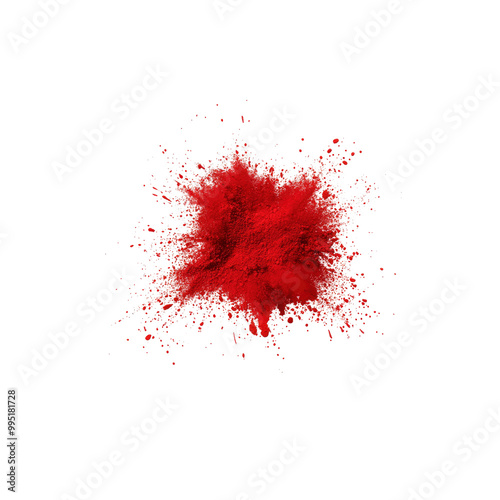 Red Powder Explosion on White Background