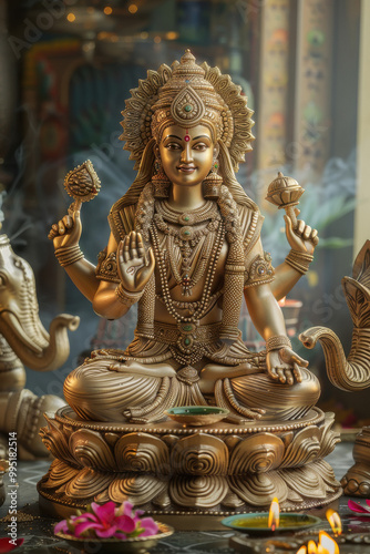 beautiful statue of Hindu goddess Lakshmi