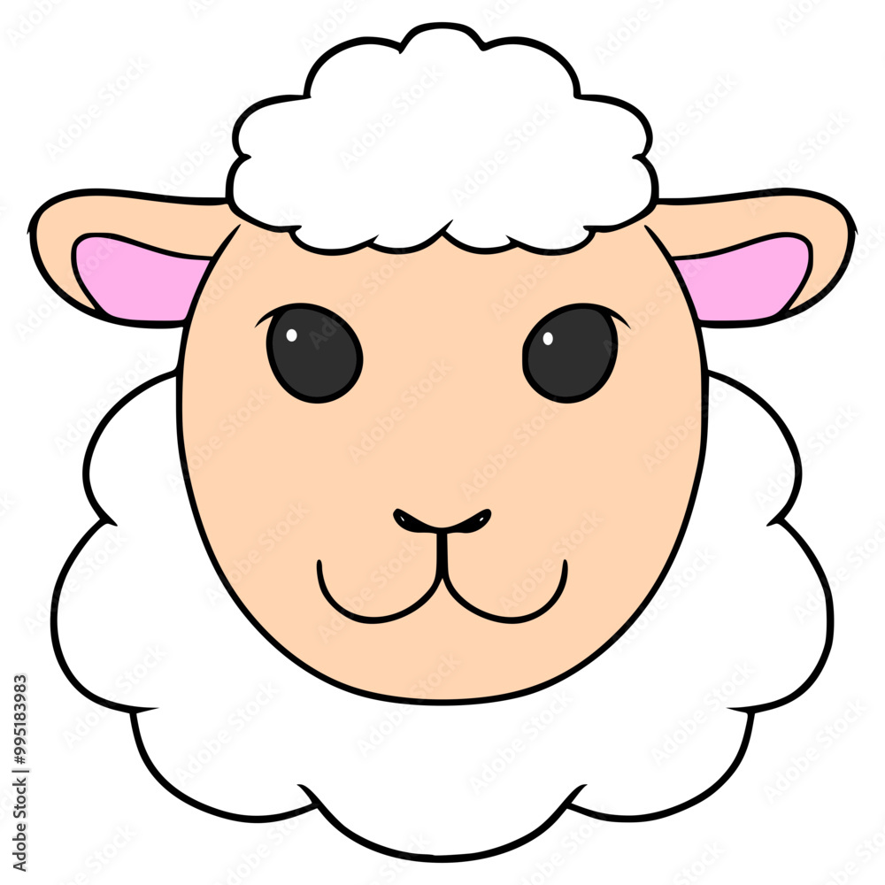 cute sheep face illustration hand drawn isolated vector cute sheep face illustration hand drawn isolated vector