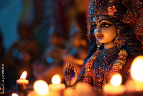 beautiful statue of Hindu goddess Lakshmi