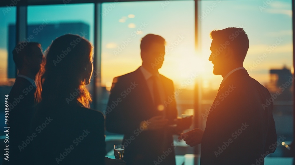 Business Professionals Networking at Sunset Business Professionals Networking at Sunset