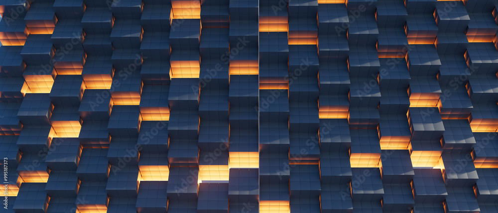 custom made wallpaper toronto digital3d render illustration The image is of a building with a lot of windows and a brick pattern