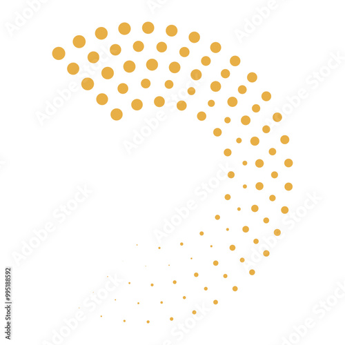 Cyclical circle, helix, volute element màu vàng. Concentric shape with rotation, centrifuge, gyration effect. Twist, swirl vector illustration
