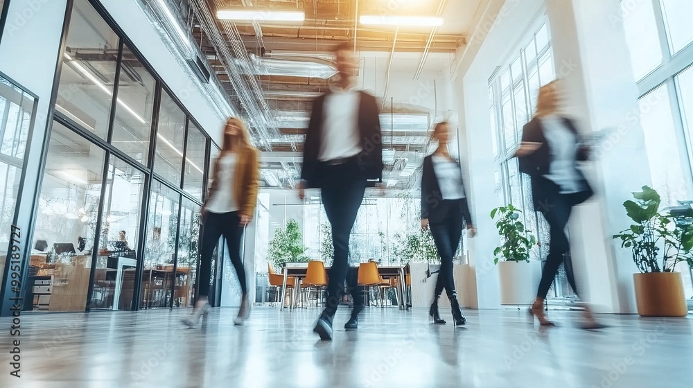 Fototapeta premium Professional Business People Walking in Modern Office