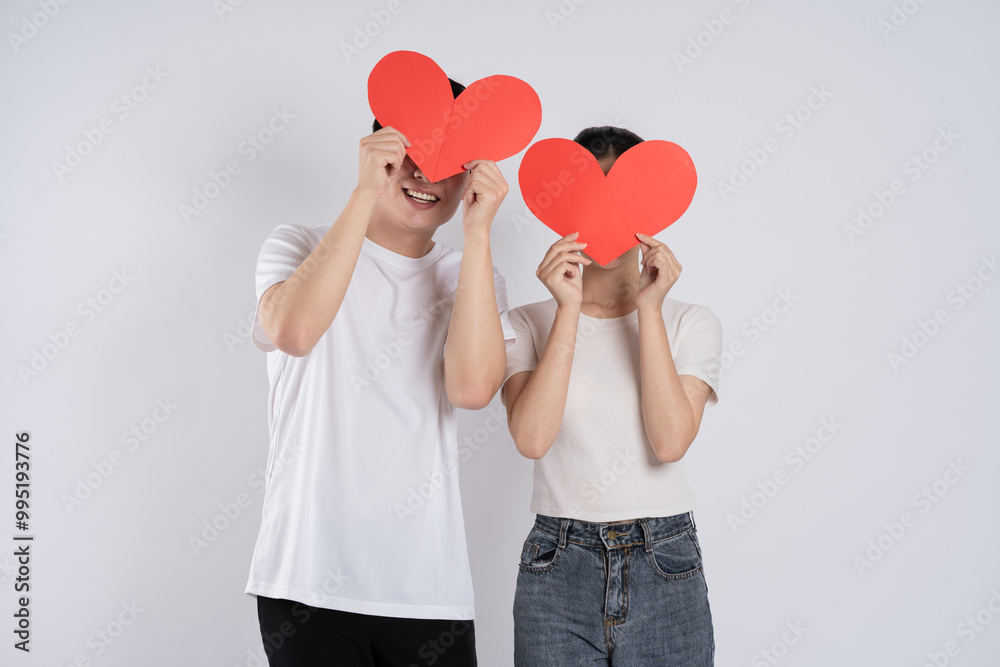 Image of Asian couple posing on white background. Image of Asian couple posing on white background.