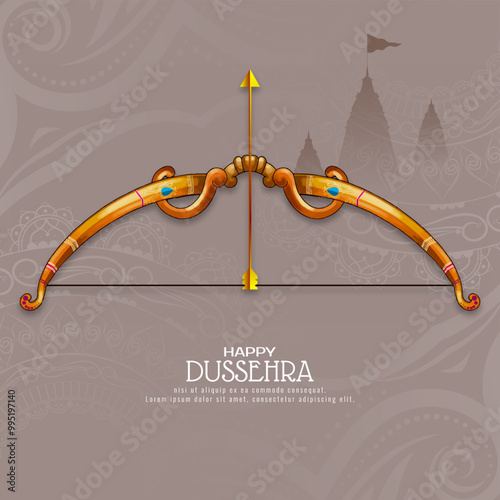 Happy Dussehra cultural hindu festival card with bow design