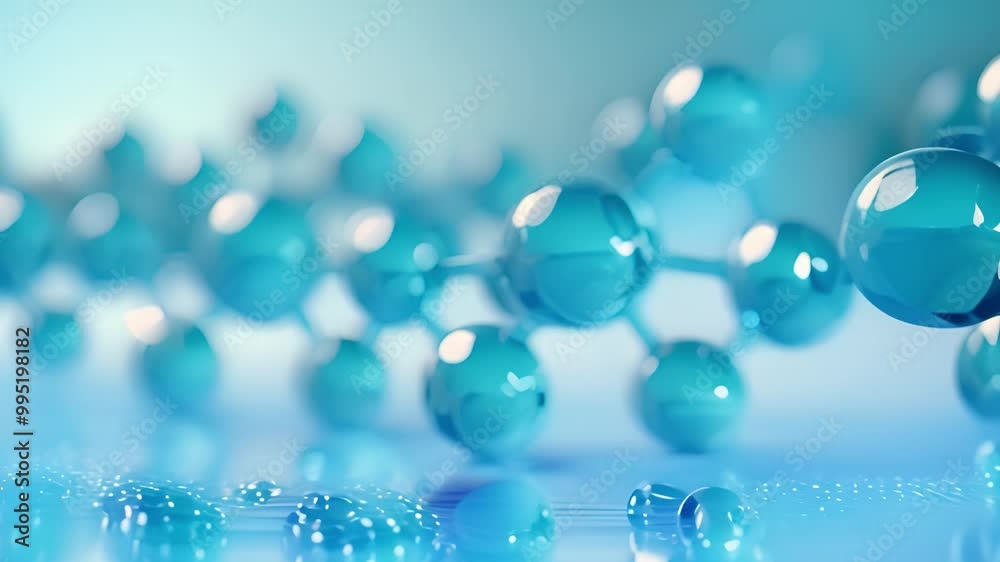 Glowing blue molecular bonds forming a complex network against a bokeh background. Glowing blue molecular bonds forming a complex network against a bokeh background.