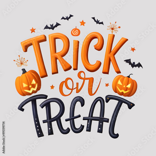 Free Vector trick or treat lettering tshirt design generative ai 