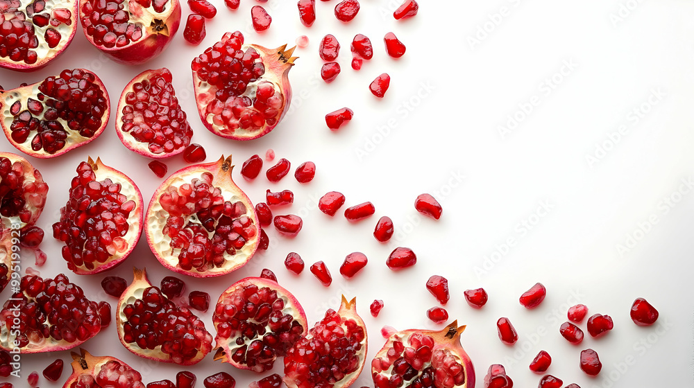 3D Pomegranate Slice Mosaic Concept on Plain Background for Text Overlay - Isolated Design for Creative Projects 3D Pomegranate Slice Mosaic Concept on Plain Background for Text Overlay - Isolated Design for Creative Projects