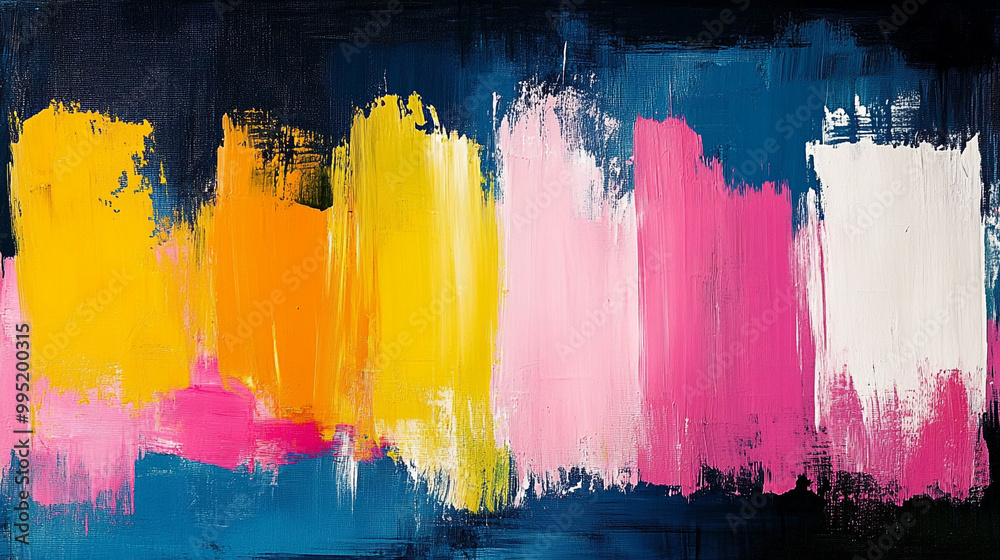 Fototapeta premium A vibrant abstract painting showcasing bold brushstrokes in various colors, creating a dynamic and modern artistic expression.
