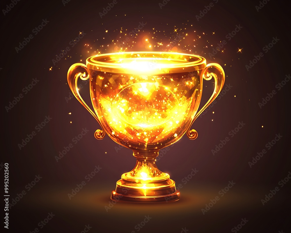 A glowing vector emoji of a golden trophy with gleaming reflections and a polished surface A glowing vector emoji of a golden trophy with gleaming reflections and a polished surface
