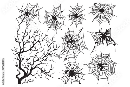Spider Design, Cobweb Graphic, Halloween Spider, Spider Web Clipart, Arachnid Art, Creepy Crawlies, Spider Illustration, Web Design Element, Spooky Spider, Cobweb Digital Art, Gothic Spider, Scary Spi