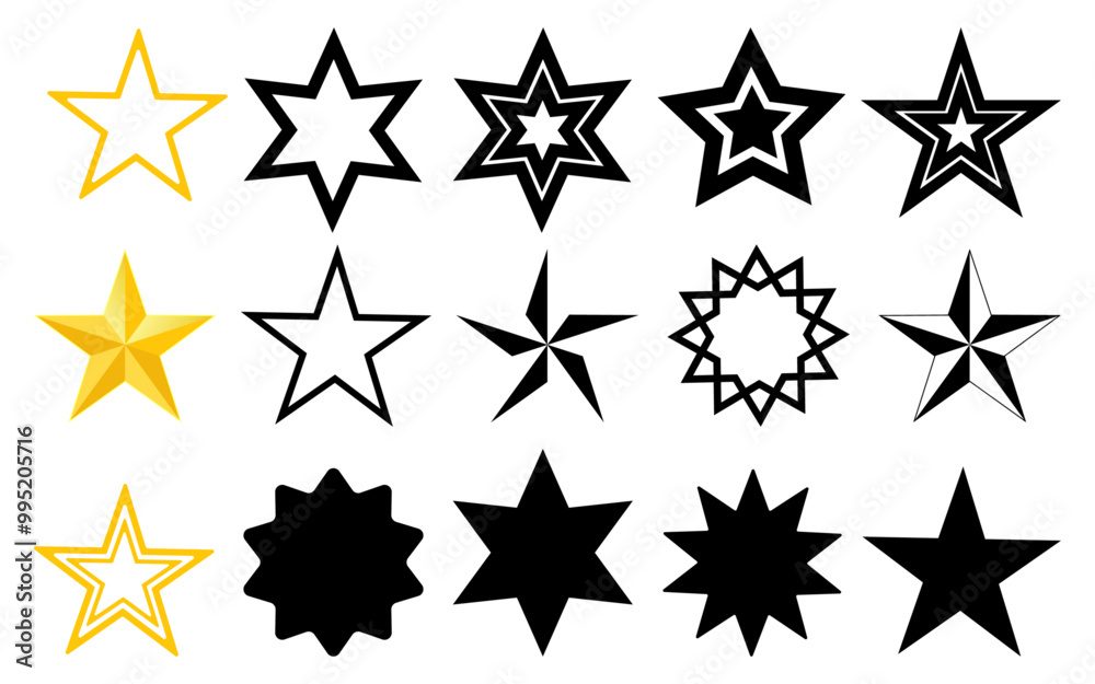 Star icon set vector shape rnking graphic web rank decoration concet sign symbol pentacle best abstract rating reward vote award buttons collection Star icon set vector shape rnking graphic web rank decoration concet sign symbol pentacle best abstract rating reward vote award buttons collection