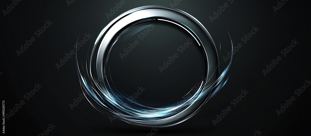 A sleek futuristic vector logo of a circle with abstract swooshes in metallic silver and blue A sleek futuristic vector logo of a circle with abstract swooshes in metallic silver and blue
