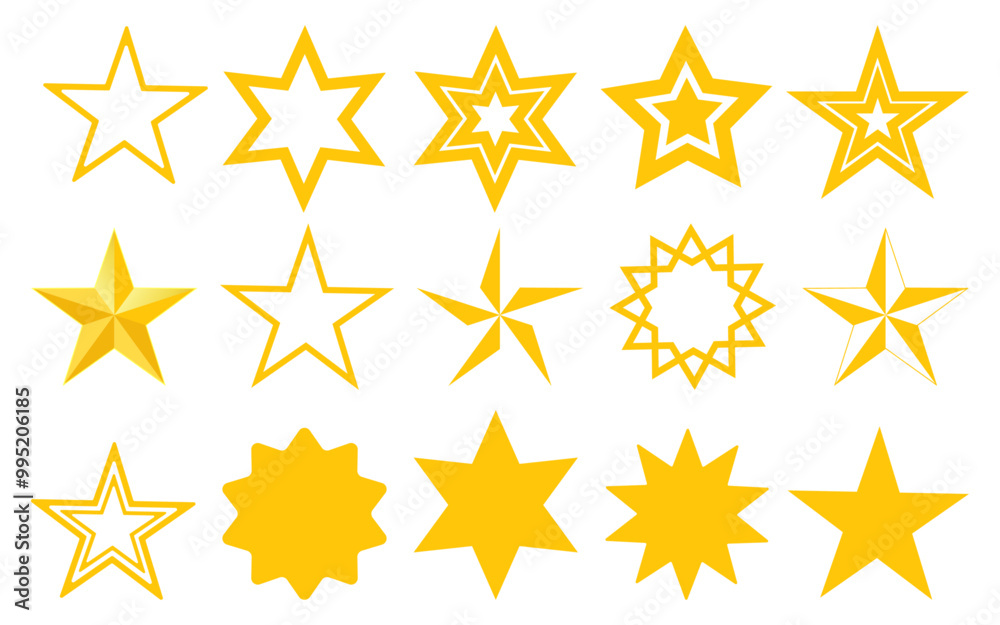 Star icon set vector yellow shape ranking graphic web rank decoration concet sign symbol pentacle best abstract rating reward vote award buttons collection Star icon set vector yellow shape ranking graphic web rank decoration concet sign symbol pentacle best abstract rating reward vote award buttons collection