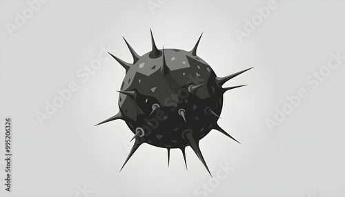 Cancer cell. Isolated black vector illustration in low-poly style on a white background. The drawing consists of thin lines and dots. Polygonal image on topics of medicine and health. Low poly . High  photo