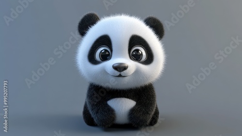 3d, cute, baby panda bear