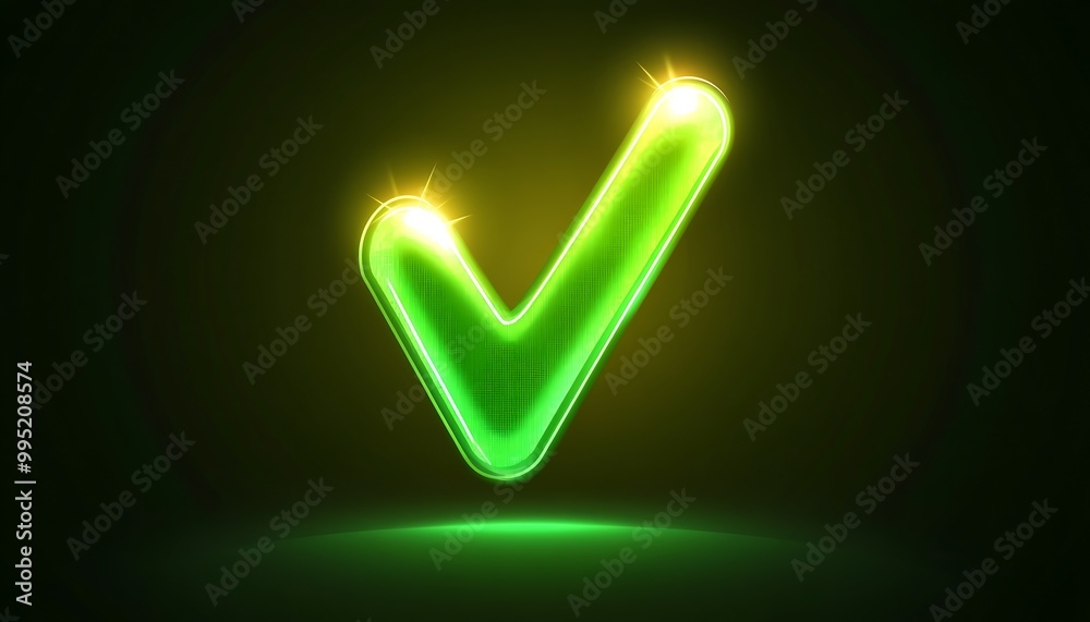 A vector emoji of a glowing green checkmark with smooth edges and a subtle gradient of light and dark green A vector emoji of a glowing green checkmark with smooth edges and a subtle gradient of light and dark green