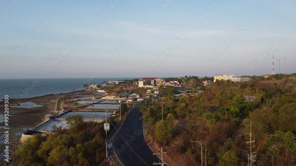 view from above, beautiful Pantura road near the north coast view from above, beautiful Pantura road near the north coast
