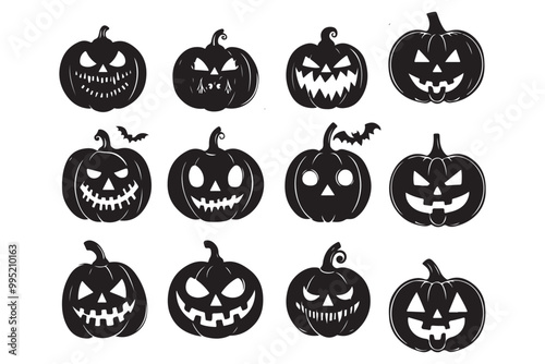 Silhouette of pumpkin set, Pumpkin Silhouette, Halloween Pumpkin, Pumpkin Clipart, Jack O' Lantern Silhouette, Pumpkin Set, Pumpkin Outline, Halloween Clipart, Fall Pumpkin, Pumpkin Vector