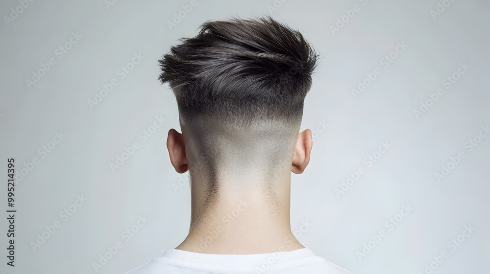Closeup of a Modern Undercut Hairstyle Showcasing the Striking Contrast Between the Short Sides and Longer Top Hair Closeup of a Modern Undercut Hairstyle Showcasing the Striking Contrast Between the Short Sides and Longer Top Hair