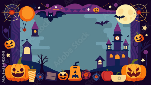 Halloween frame and border flat design illustration