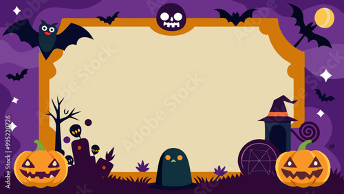 Halloween frame and border flat design illustration