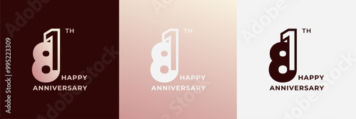 Logo 81th, 81 years anniversary, Creative design template for celebration, birthday, greeting. Editable file
