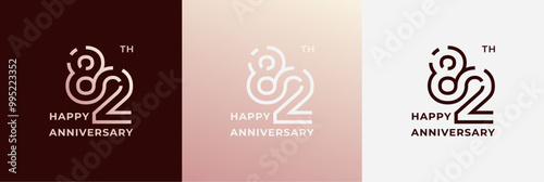 Logo 82th, 82 years anniversary, Creative design template for celebration, birthday, greeting and invitation. Editable file