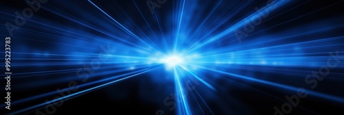 Abstract Blue Light Streaks Converging to a Bright Center