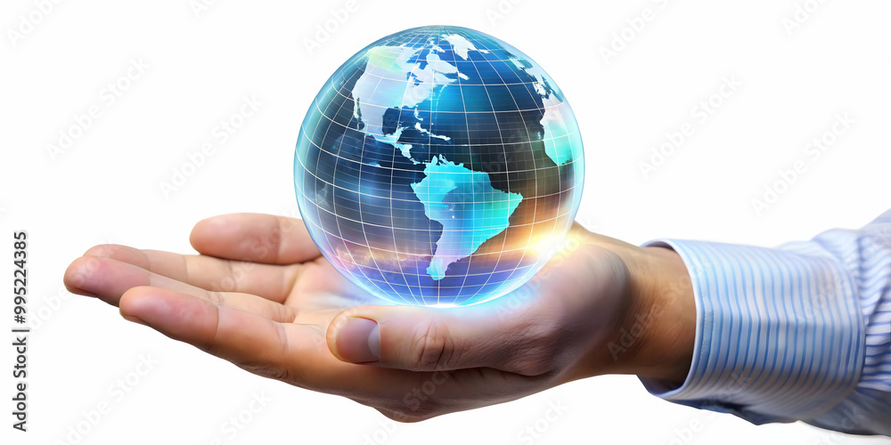3D Close-Up of a Hand Holding Holographic Globe Symbolizing Global Unity and Peace for Human Rights Day with Futuristic Glow 3D Close-Up of a Hand Holding Holographic Globe Symbolizing Global Unity and Peace for Human Rights Day with Futuristic Glow