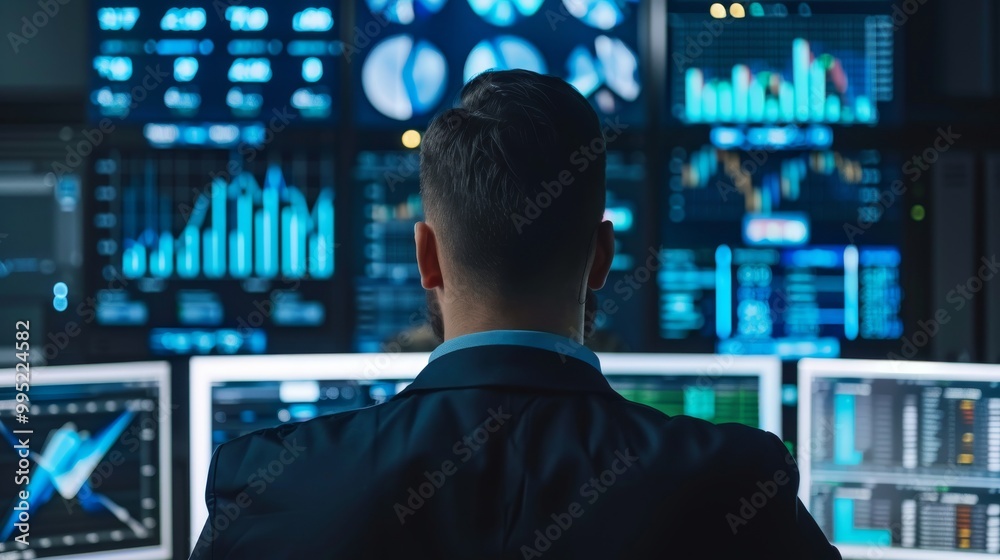Marketing strategist analyzing data from behind. Marketing strategist analyzing data from behind.