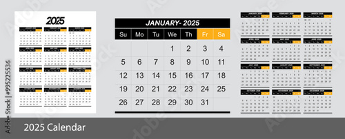 12 Pages for 2025 Monthly Calendar Template and one page wall calendar template.