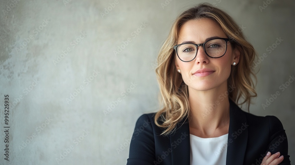 Confident Businesswoman in Modern Office Setting Confident Businesswoman in Modern Office Setting
