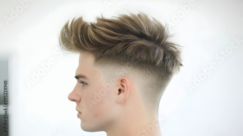 Detailed Shots Showcasing the Precise Textures and Styling of a Neatly Groomed Quiff Hairstyle from Multiple Angles